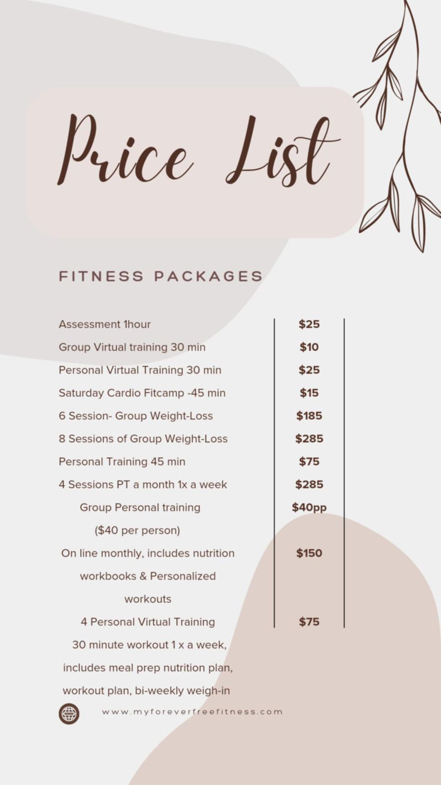 price list